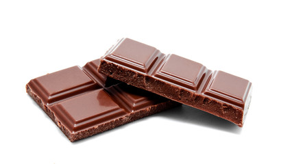Dark milk chocolate bars stack isolated on a white