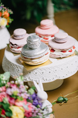 Candy bar, macaroon, table with sweets, for wedding, engagement, vertical