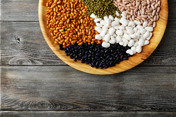 Different color of beans on plate