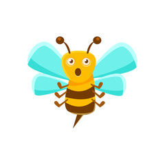 Confused Bee Mid Air With Sting, Natural Honey Production Related Carton Illustration