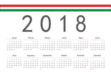 Hungarian 2018 year vector calendar