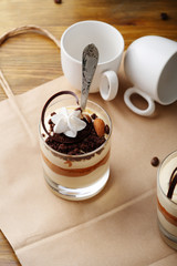 Two desserts and two cups