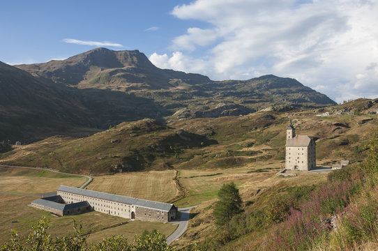 Old Monastery and Retreat, now a Hostelry, situated below the summit of the Simplon Pass, 2005m