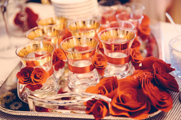 Table setting for wedding and engagement days, turkish tradition, vintage