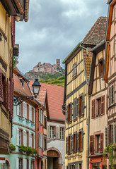 Fototapeta na wymiar view of Ribeauville with castle, France