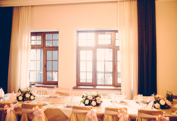 Setting of the table for engagement and wedding day concept, vintage