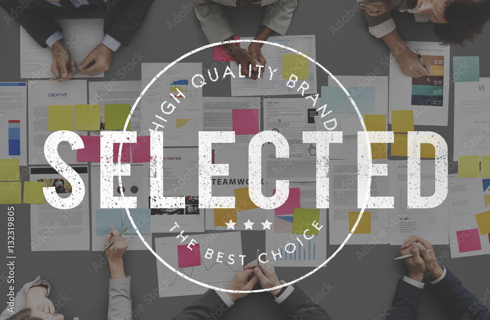 Poster selected decision result selection yes status concept
