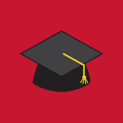 master or bachelor degree hat university end flat icon vector