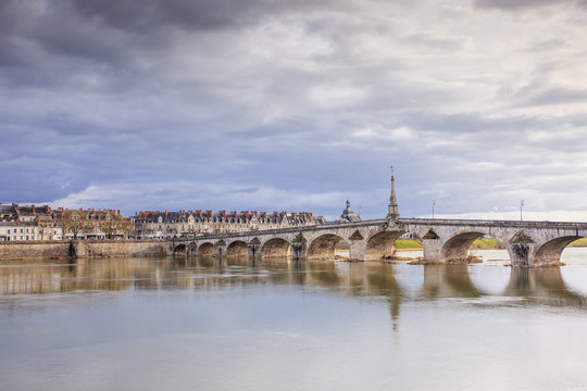 The Pont Jacques-Gabriel across the River Loire in Blois, Loir-et-Cher, Centre-Val de Loire, France