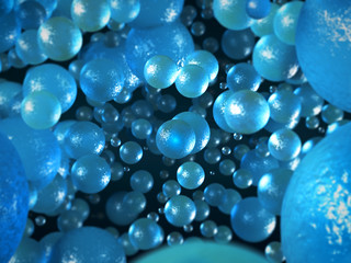 Molecule life apperarance 3d illustration. Ice bubble in a water
