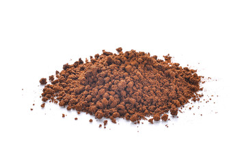 pile of coffee powder isolated on white background