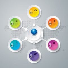 Infographic design vector and business icons with 6 options.