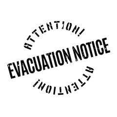 Evacuation Notice rubber stamp. Grunge design with dust scratches. Effects can be easily removed for a clean, crisp look. Color is easily changed.