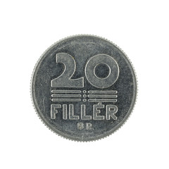 20 hungarian fill&eacute;r coin (1988) isolated on white background