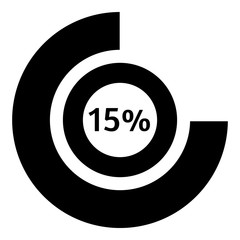 Fifteen percent download icon, simple style