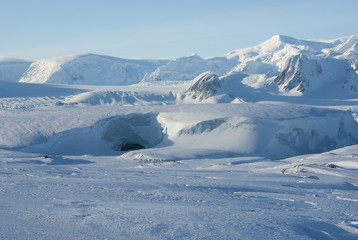 glacier grotto and oldest Antarctic station on the island near t