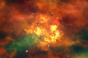 Fototapeta na wymiar bright explosion flash on a space background