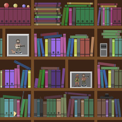 Bookshelves. Seamless texture Vector illustration