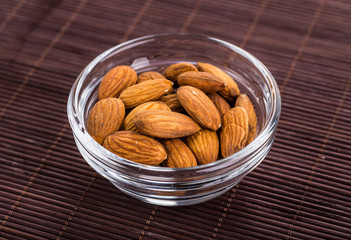 Nuts mix in a wooden plate