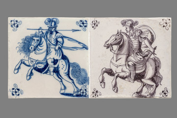 Fototapeta na wymiar Dutch tile from the 16th to the 18th century