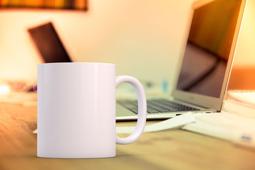 White blank coffee mug mock up to add custom design/quote.