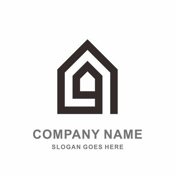 Simple House Shape Architecture Interior Construction Real Estate Business Company Stock Vector Logo Design Template