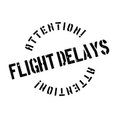 Flight Delays rubber stamp. Grunge design with dust scratches. Effects can be easily removed for a clean, crisp look. Color is easily changed.