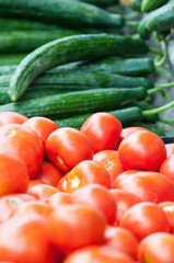 Fresh tomatoes and cucumbers