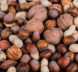 Walnuts in a glass jar, nut mix