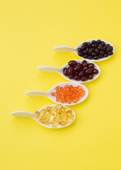 Healthy Supplements on spoons