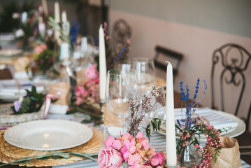 details of table decorated for celebrations