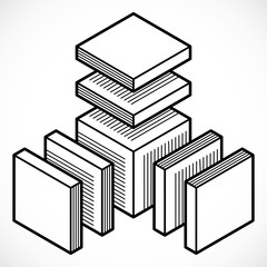 3D design, abstract vector dimensional cube shape.