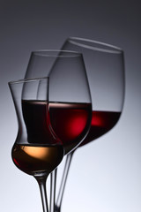 glasses with red and white wine