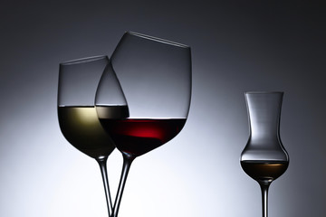 glasses with red and white wine