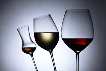 glasses with red and white wine