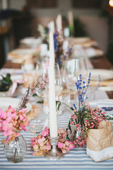 details of table decorated for celebrations