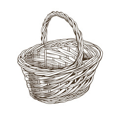Obraz premium Vintage Basket In Woodcut Style