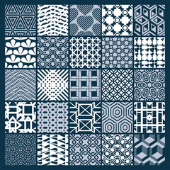 Set of vector endless geometric patterns composed with different