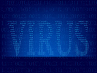 Computer binary code on Blue screen