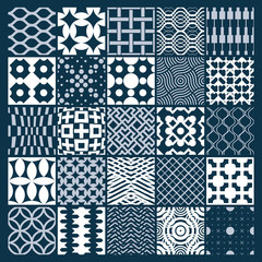 Vector ornamental black and white seamless backdrops set, geomet