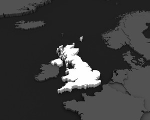 united kingdom map 3D illustration