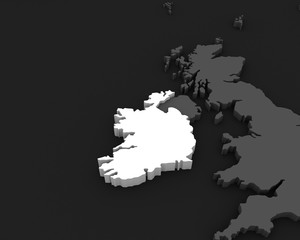 ireland map 3D illustration