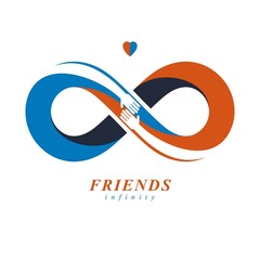 Friends Forever, everlasting friendship unusual vector logo comb