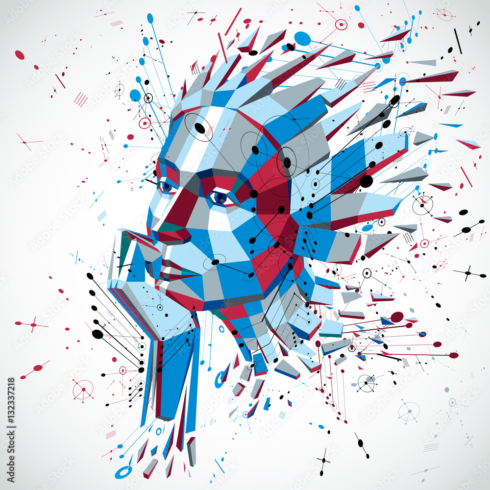 Poster futuristic 3d vector background made using bauhaus elements. hea