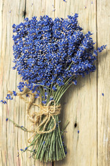 bouquet of lavender on wooden background