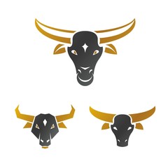 Bull ancient emblems elements set. Heraldic vector design elemen