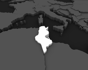 tunisia map 3D illustration