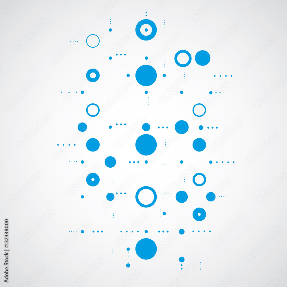 Poster vector abstract blue background created in bauhaus retro style.