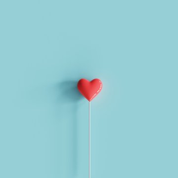 Tiny red heart balloon concept on pastel blue background. minimal concept.  Stock Photo | Adobe Stock