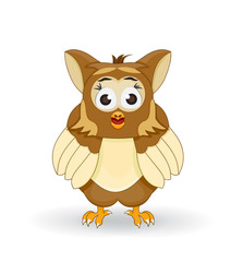 illustration of cartoon owl facing front and stare